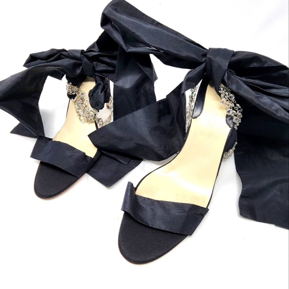 Brian Atwood Starlet Silk Bow Sandals 39.5